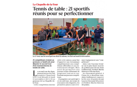 Article du Dauphiné : 2ème tour du championnat interne du CPC